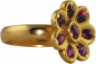 Gold Ring Studded with Red Burmese Rubies.