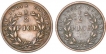 Copper Half Pice Coins of East India Company of Calcutta Mint of 1853.