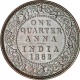 Copper Quarter Anna Coin of Victoria Queen of Calcutta Mint of 1862.