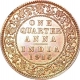 Bronze One Quarter Anna Coin of King George V of Calcutta Mint of 1916.