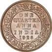 Bronze One Quarter Anna Coin of king George V of  Bombay Mint of 1926.