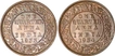 Bronze One Quarter Anna Coins of King George V of Calcutta Mint.