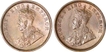 Bronze One Quarter Anna Coins of King George V of Calcutta Mint.