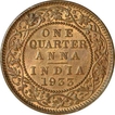 Bronze Quarter Anna Coins of King George VI of  Calcutta Mint of 1933.