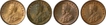 Bronze One Quarter Anna Coins of  King George V of Calcutta  and  Bombay Mint of Different Year.