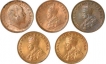 Bronze One Quarter Anna Coins  of Kiing Edward VII and King George V of Calcutta and Bombay Mint of Different Year.