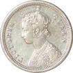 Silver  Quarter Rupee Coin of Victoria Queen of Bombay Mint of 1874.