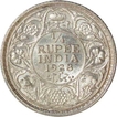 Silver Quarter Rupee Coin  of King George V of Bombay Mint of 1928.