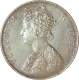 Silver One Rupee Rupee of Victoria Queen of Calcutta Mint of 1862.