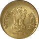 Error Bronze Five Rupee Coin of Hyderabad mint of Republic India of 2010.