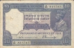 Ten Rupees Bank Note of King George V of  signed by H Denning of  1925.