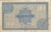 Ten Rupees Bank Note of King George V of  signed by H Denning of  1925.