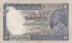 Ten Rupee Bank Note of King George V of signed by  J W Kelly of 1933.