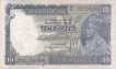 Ten Rupee Bank Note of King George V of signed by J W Kelly of 1933.