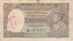 Five Rupees Bank Note of King George VI  of signed by C D Deshmukh of 1944.