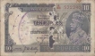 Ten Rupees Bank Note of King George V of  signed by  J W  Kelly of 1937.