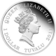 Silver One Dollar Proof Coin of Elizabeth II of Tuvalu of 2011.