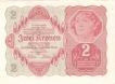 Two Kronen Uniface Bank Note of Austria of 1922.