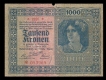 One Thousand Kronen Bank Note of Austria of 1922.