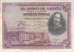 Fifty Euro Bank Note of Spain of 1928.