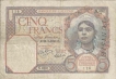 Five  Francs Bank Note of Algeria of Tunisie.