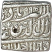 Silver Square Rupee Coin of Akbar Out of Flan Mint.