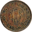 Copper Four Cash Coin of Rama Varma VI of Travancore State.