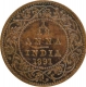 Copper One Twelfth Anna Coin of Victoria Empress of Calcutta Mint of 1891.