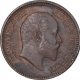 Copper Quarter Anna Coin of King Edward VII of Calcutta Mint of 1903.