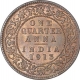 Bronze One Quarter Anna Coin of king George V of Calcutta Mint of 1913.