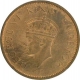 Bronze One Quarter Anna Coin of King George VI of Bombay Mint of 1942.