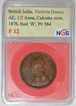 Copper Half Anna Coin  of Victoria Queen of Calcutta Mint of 1876.