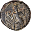 Copper Drachma Coin of Kanishka I of Kushana Dynasty .