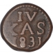 Copper Four Cash Coin of Fredarik IV of India Danish.