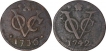 Copper Two Cash coins  of India Duth.