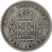 Silver Half Rupia Coin  of Luis I of India Portuguese.