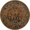 Copper One Twelfth Anna Coin of Victoria Empress of Calcutta Mint of 1891.