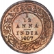 Bronze One Twelfth Anna Coin of King Edward VII of Calcutta Mint of 1907.