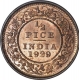 Bronze Half Pice Coin of King George V of Calcutta Mint of 1929.