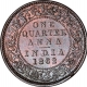 Copper One Quarter Anna Coin of Victoria Queen of Calcutta Mint of 1862.