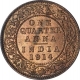 Bronze One Quarter Anna Coin of King George V of Calcutta Mint of 1914.