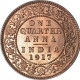 Bronze One Quarter Anna Coin of King George V of Calcutta Mint of 1917.