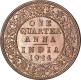 Bronze  One Quarter Anna Coin of King George V of Bombay Mint of 1924.