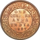 Bronze One Quarter Anna Coin  of King George V of Calcutta Mint of 1927.