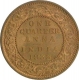 Bronze Quarter Anna Coin of King George V of Calcutta Mint of 1933.