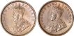 Bronze One Quarter Anna Coins of King George V of Calcutta Mint.