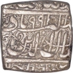 Silver Square Rupee Coin of Akbar of Ahmadabad Mint.