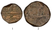 Set of Two Copper Half Dam & One Dam Coin of Aurangzeb Alamgir of Surat Mint.