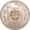 Silver Rupee Coin of India Portuguese of 1935.