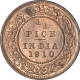 Bronze Half Pice Coin of King Edward VII of Calcutta Mint of 1910.